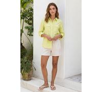 Enorsia Relaxed Fit Cotton-Linen Shirt In Yellow Yellow