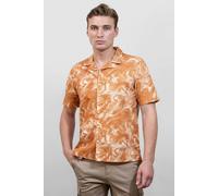 ENORSIA Revere Collar Short Sleeves Printed Shirt - XL - Orange - 100% Cotton.