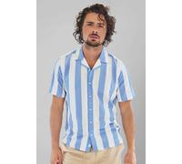 ENORSIA Revere Collar Short Sleeves Shirt - M - Blue - 52% Eco Viscose, 48% Cotton