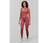 Enorsia Ribbed Crop Top & High Waist Leggings Set In Red Red