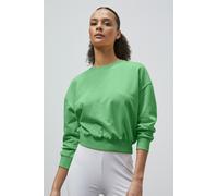 ENORSIA Ribbed Hem Cropped Sweatshirt - 16 - Green - 77% Cotton, 23% Polyester