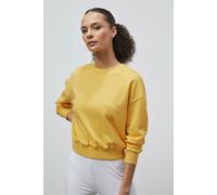 ENORSIA Ribbed Hem Cropped Sweatshirt - 16 - Yellow - 77% Cotton, 23% Polyester