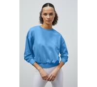 ENORSIA Ribbed Hem Cropped Sweatshirt - 18 - Blue - 77% Cotton, 23% Polyester