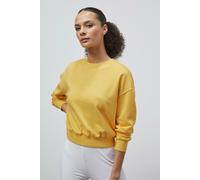 ENORSIA Ribbed Hem Cropped Sweatshirt - 8 - Yellow - 77% Cotton, 23% Polyester