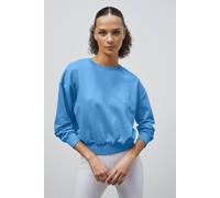 Enorsia Ribbed Hem Cropped Sweatshirt In Blue Blue
