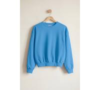 Enorsia Ribbed Hem Cropped Sweatshirt In Blue Blue