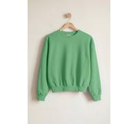 Enorsia Ribbed Hem Cropped Sweatshirt In Green Green