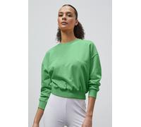 Enorsia Ribbed Hem Cropped Sweatshirt In Green Green