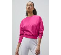 Enorsia Ribbed Hem Cropped Sweatshirt In Pink Pink