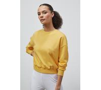 Enorsia Ribbed Hem Cropped Sweatshirt In Yellow Yellow