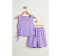 Enorsia Ruched Tank Top And Regular Shorts Set In Purple Purple