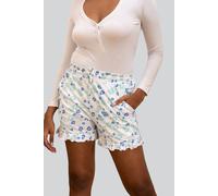 Enorsia Ruffle Hem Printed Jersey Shorts In White White