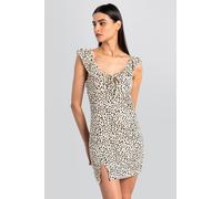 Enorsia Ruffled Deep V-Neck Tie-Up Camisole In Cream Cream