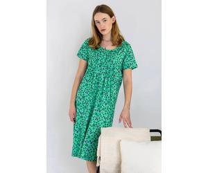 Enorsia Seamless Floral Short Sleeves Nightdress In Green Green