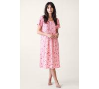 Enorsia Seamless Floral Short Sleeves Nightdress In Pink Pink