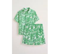 Enorsia Short Sleeve Shirt With Elasticated Waist Shorts Set | In Green Green