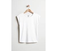 Enorsia Shoulder Padded Cap-Sleeve Roll-Up T-Shirt In White White