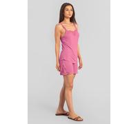 Enorsia Shoulder Straps Lace Up Cami Set In Pink Pink