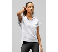 ENORSIA Sleeveless Raw Edge Hoodie - 12 - White - 77% Cotton, 23% Polyester