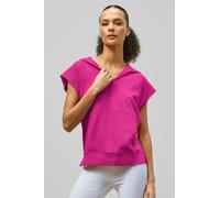 ENORSIA Sleeveless Raw Edge Hoodie - 18 - Pink - 77% Cotton, 23% Polyester