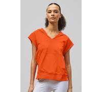 Enorsia Sleeveless Raw Edge Hoodie In Orange Orange