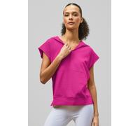 Enorsia Sleeveless Raw Edge Hoodie In Red Red