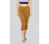 Enorsia Stretchy Cropped Leggings In Brown Brown
