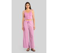 Enorsia Striped Flare Pant With Strappy Top Set In Pink Pink