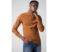 ENORSIA Textured Pattern High Neck Sweatshirt - M - Orange - 94% Cotton, 6% Elastane