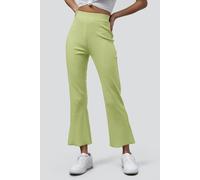 Enorsia Textured Rib Side Slit Jersey Trousers In Green Green