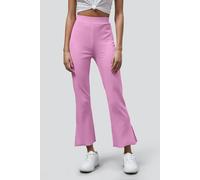 Enorsia Textured Rib Side Slit Jersey Trousers In Pink Pink