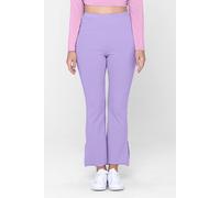Enorsia Textured Rib Side Slit Jersey Trousers In Purple Purple