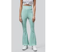 Enorsia Textured Ribbed Flared Trousers In Green Green