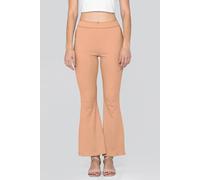 Enorsia Textured Ribbed Flared Trousers In Orange Orange
