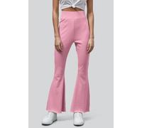 Enorsia Textured Ribbed Flared Trousers In Pink Pink