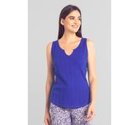 Enorsia Textured Sleeveless V-Neck Tank Top In Blue Blue