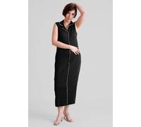 Enorsia Tipped Tailored Rib Jersey Midi Dress In Black Black
