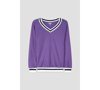 Enorsia V-Neck Stripe Detail Pullover In Purple Purple