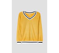 Enorsia V-Neck Stripe Detail Pullover In Yellow Yellow