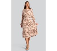 Enorsia Viscose Long Sleeve Midi Dress In Brown Brown