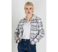 ENORSIA White Plaid Check Borg Collar Shacket - 8 - 100% Cotton - White