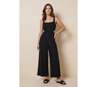 Enorsia Wide Leg Jersey Jumpsuit In Black Black
