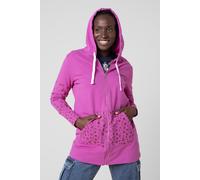 ENORSIA Women Longline Zip Front Hoodie - 12 - Pink - 92% Cotton, 8% Elastane