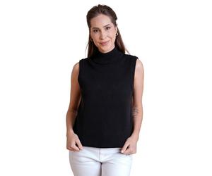 Enorsia Women’s Black Sleeveless Roll Neck Knit Vest Soft & Breathable Lightweight Sweater for Layering Ribbed Trims Stylish Women’s Jumper for Work & Weekend, Perfect for Winter & Fall