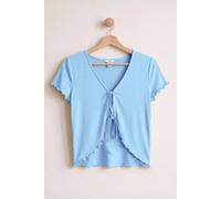 Enorsia Women’s Cotton Rich Lettuce Edge T-Shirt | In Blue Blue