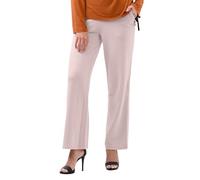 Enorsia Women’s Straight Leg Trousers - Casual Cotton Blend Soft Terry Fabric Pants with Elastic Waistband, Side Pockets & Button Detail, Comfortable Everyday Wear in White, 14