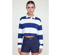 Enorsia Women’S Stripe Cropped Rugby Top | In Blue Blue