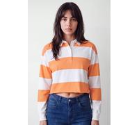 Enorsia Women’S Stripe Cropped Rugby Top | In Orange Orange