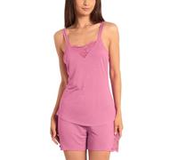 Enorsia Womens 2-Piece Cami Set Soft Viscose Lace Trim Sleepwear with Adjustable Double Shoulder Straps Fitted Cami Top and Elastic Waist Shorts Lightweight Feminine Loungewear (Pink, 8)