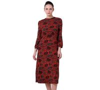 Enorsia Womens Abstract Print Wide Neck Midi Dress Long Sleeve Bodycon Casual Dress Elegant Ladies Midi Dresses Stylish Party Wear (UK, Numeric, 12, Regular, Regular, Red)